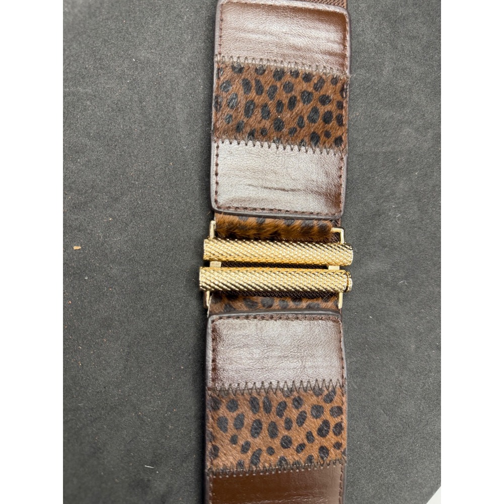 Cinch Belt Women One Size Brown Leopard Gold Clasp Wide